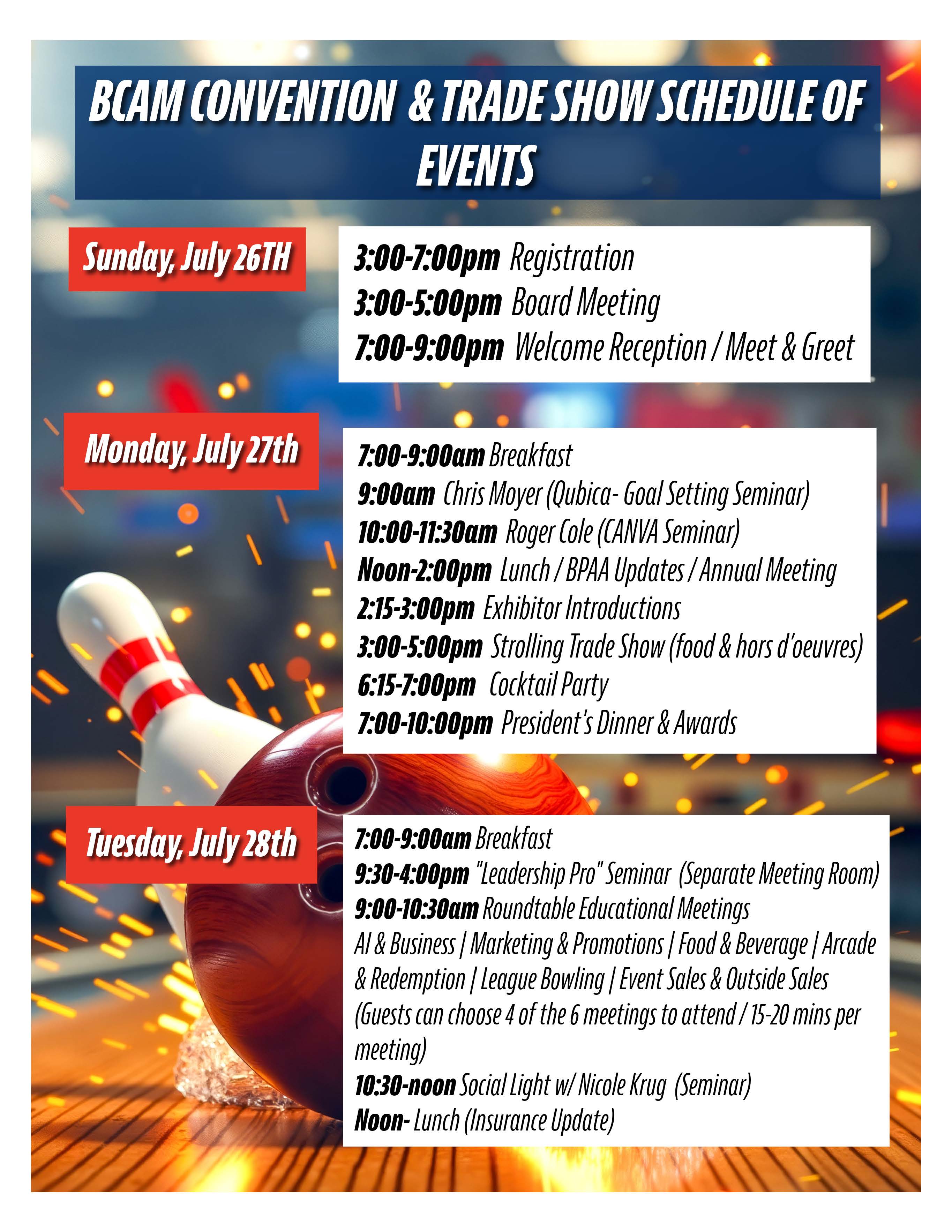 bcam convention schedule